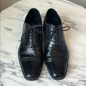 Aston Grey Black Leather Men's Dress Shoes - size 10.5 - style Hunter